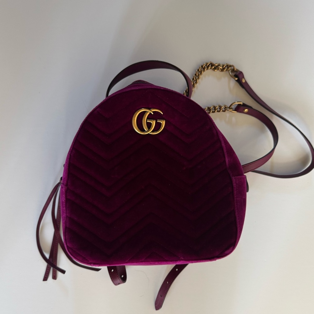 Gucci Burgundy Velvet Backpack